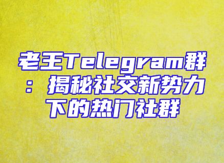 老王Telegram群：揭秘社交新势力下的热门社群