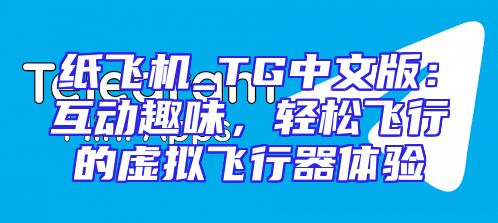 纸飞机_TG中文版：互动趣味，轻松飞行的虚拟飞行器体验