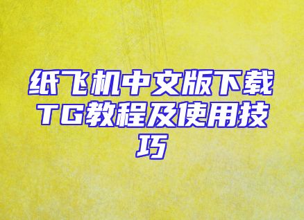 纸飞机中文版下载TG教程及使用技巧