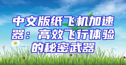 中文版纸飞机加速器：高效飞行体验的秘密武器
