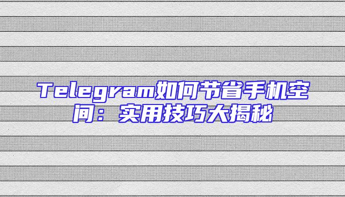 Telegram如何节省手机空间：实用技巧大揭秘