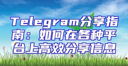 Telegram分享指南：如何在各种平台上高效分享信息