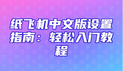 纸飞机中文版设置指南：轻松入门教程