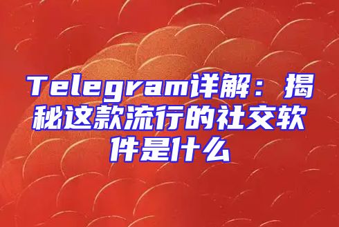 Telegram详解：揭秘这款流行的社交软件是什么