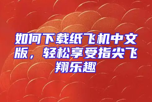 如何下载纸飞机中文版，轻松享受指尖飞翔乐趣