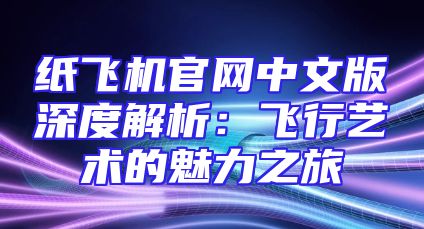 纸飞机官网中文版深度解析：飞行艺术的魅力之旅