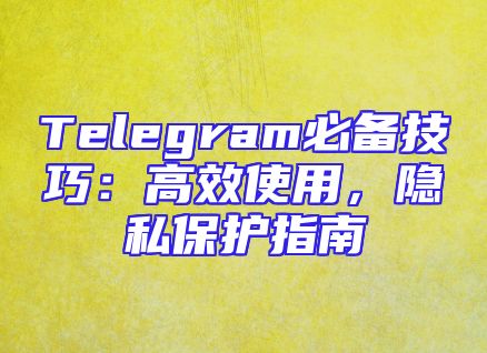 Telegram必备技巧：高效使用，隐私保护指南