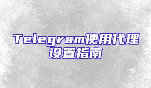 Telegram使用代理设置指南