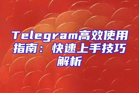 Telegram高效使用指南：快速上手技巧解析
