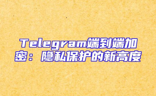 Telegram端到端加密：隐私保护的新高度