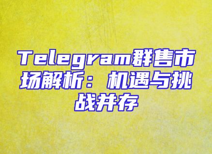 Telegram群售市场解析：机遇与挑战并存
