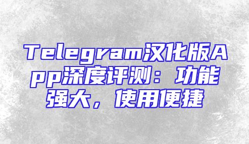 Telegram汉化版App深度评测：功能强大，使用便捷