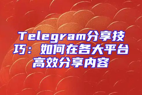 Telegram分享技巧：如何在各大平台高效分享内容