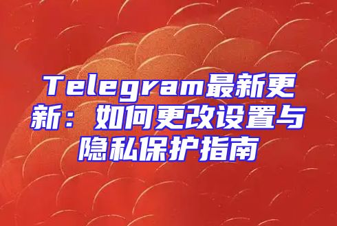 Telegram最新更新：如何更改设置与隐私保护指南