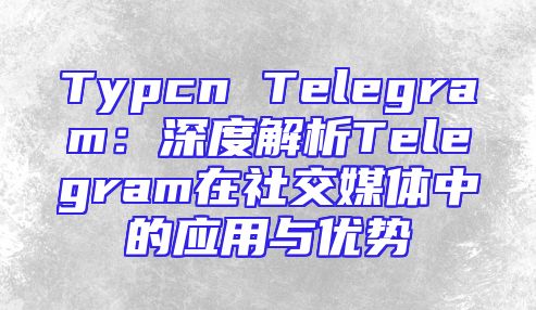 Typcn Telegram：深度解析Telegram在社交媒体中的应用与优势