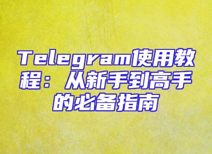 Telegram使用教程：从新手到高手的必备指南