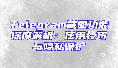 Telegram截图功能深度解析：使用技巧与隐私保护