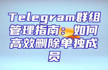 Telegram群组管理指南：如何高效删除单独成员