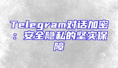 Telegram对话加密：安全隐私的坚实保障