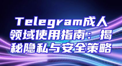Telegram成人领域使用指南：揭秘隐私与安全策略