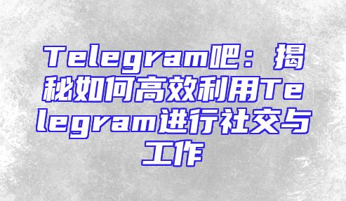 Telegram吧：揭秘如何高效利用Telegram进行社交与工作