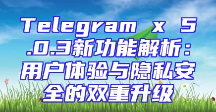 Telegram x 5.0.3新功能解析：用户体验与隐私安全的双重升级