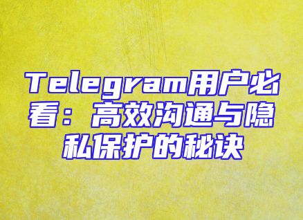 Telegram用户必看：高效沟通与隐私保护的秘诀