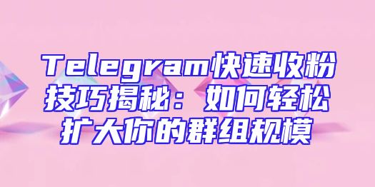 Telegram快速收粉技巧揭秘：如何轻松扩大你的群组规模