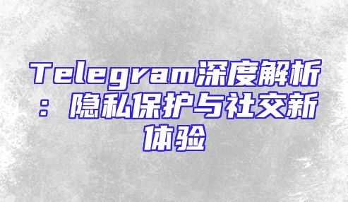 Telegram深度解析：隐私保护与社交新体验