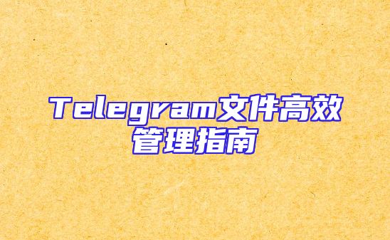 Telegram文件高效管理指南